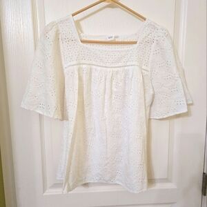 GAP Women's White Eyelet Top